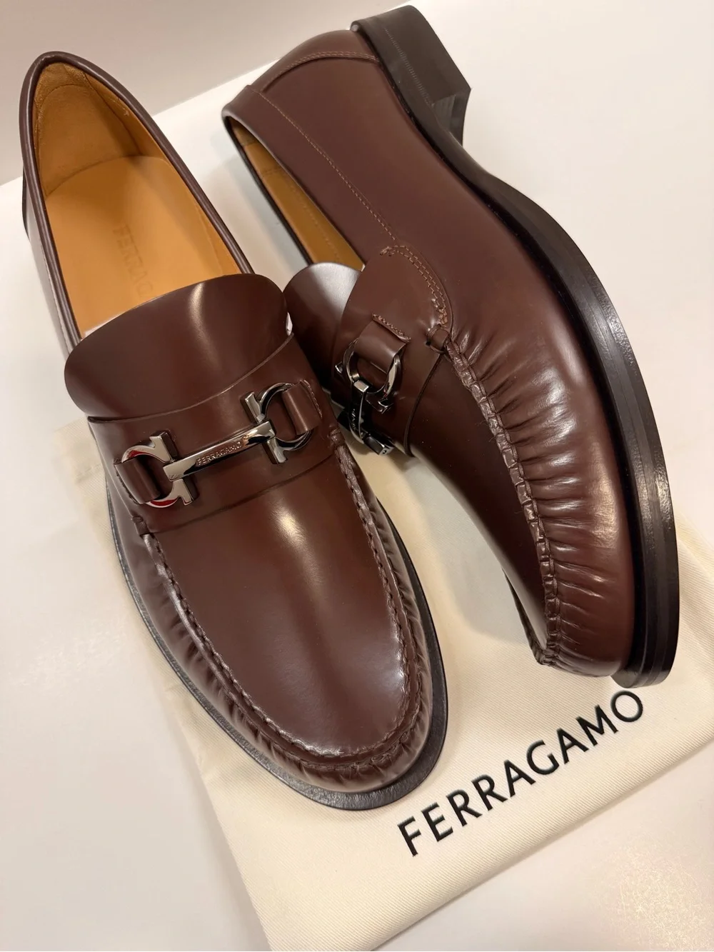 Salvatore Ferragamo Fort Cocoa Brown Calf Leather Bit Loafers Men’s 11E (Narrow)